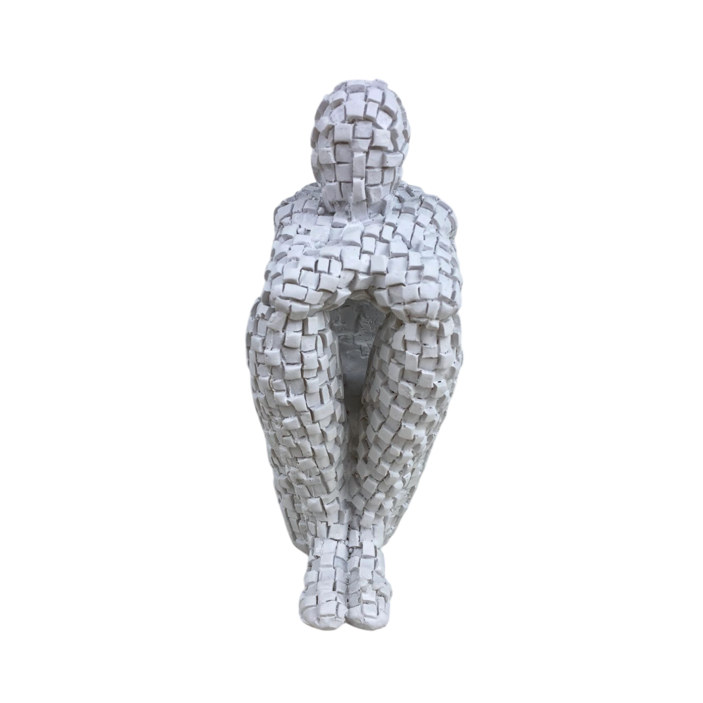 Mosaic Sitting Man Sculptures – Black & White Set