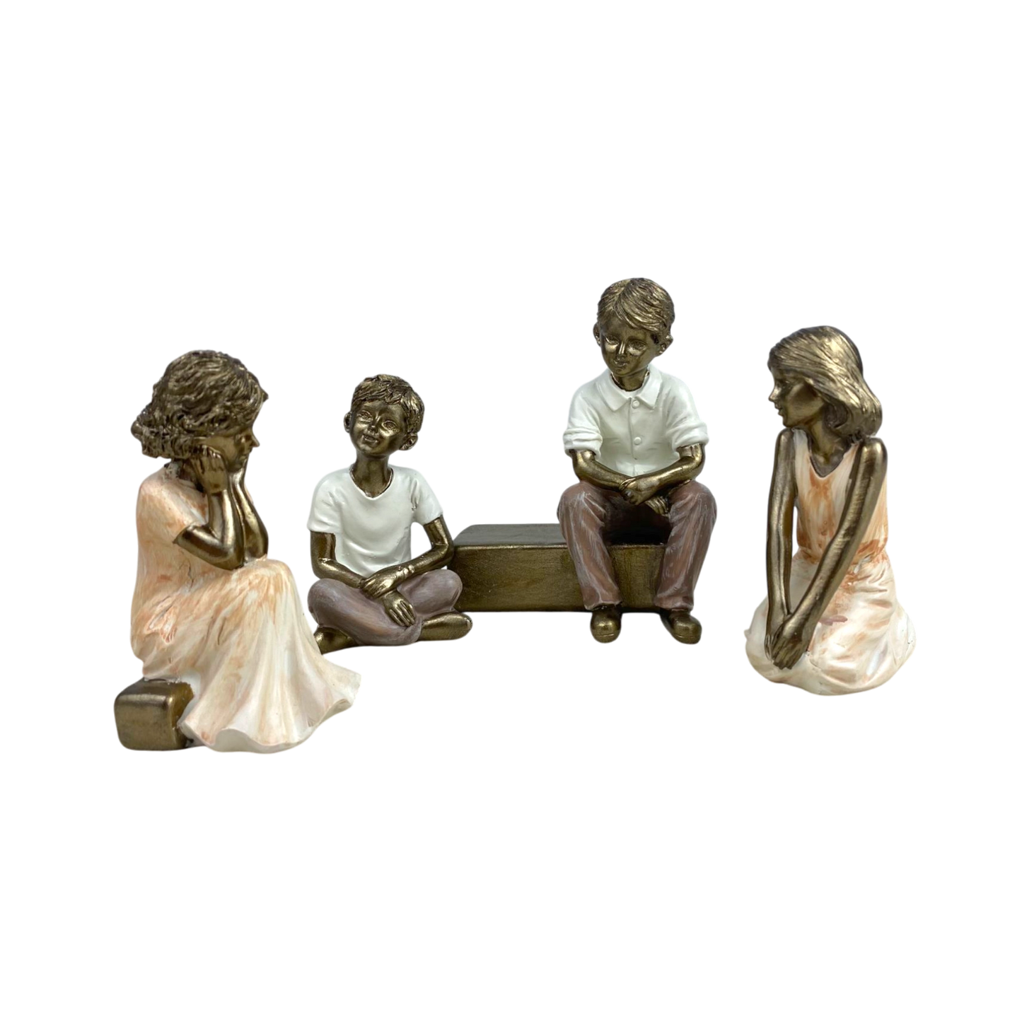 Bronze Finish Figurines – Children Sitting