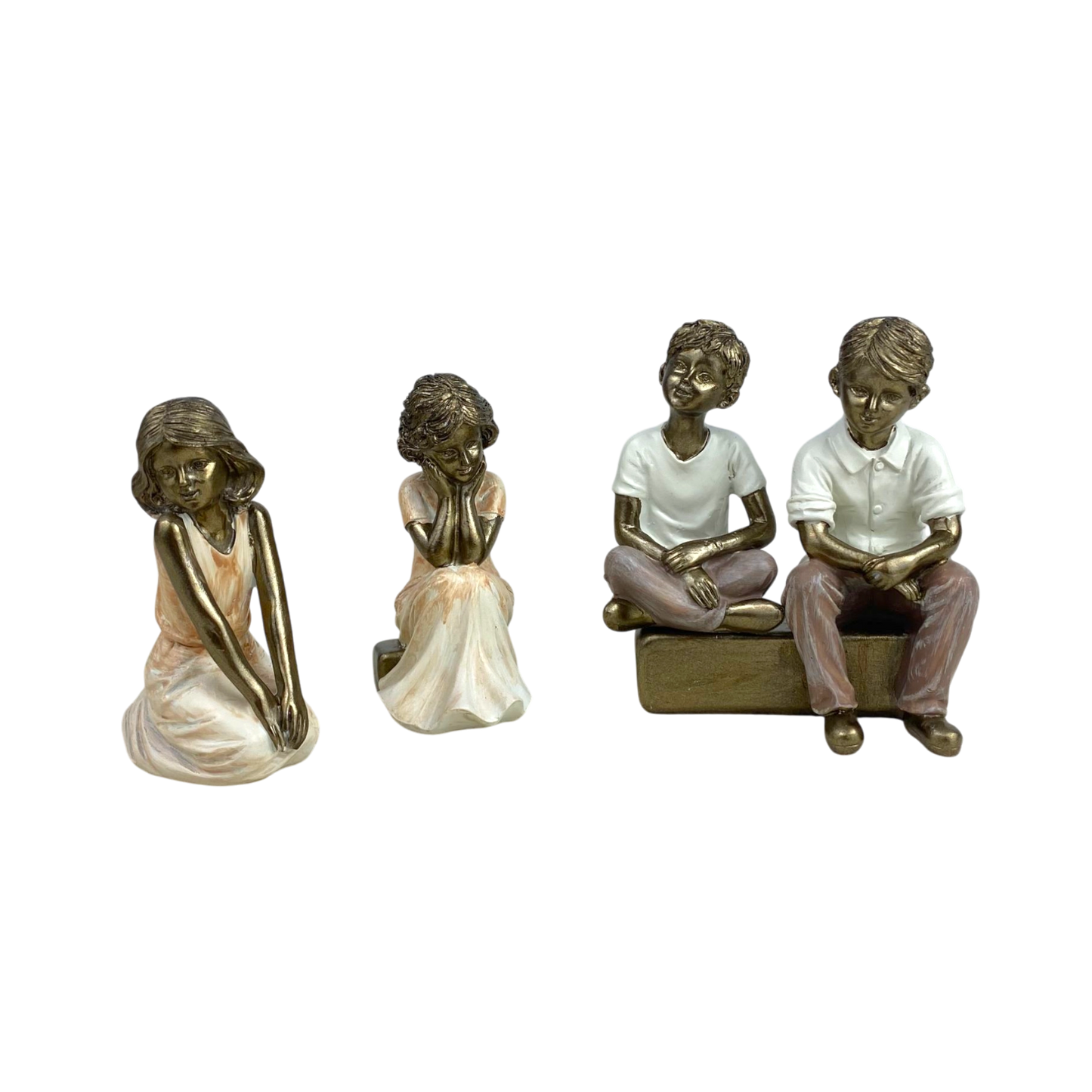 Bronze Finish Figurines – Children Sitting