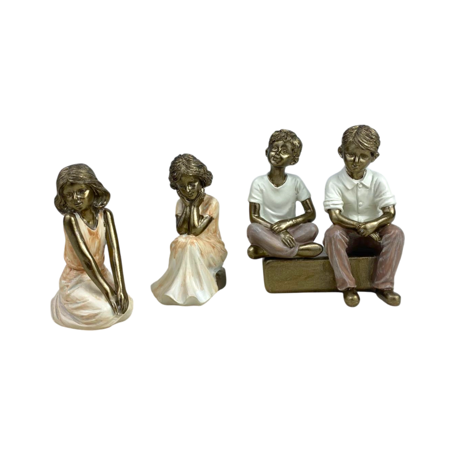 Bronze Finish Figurines – Children Sitting