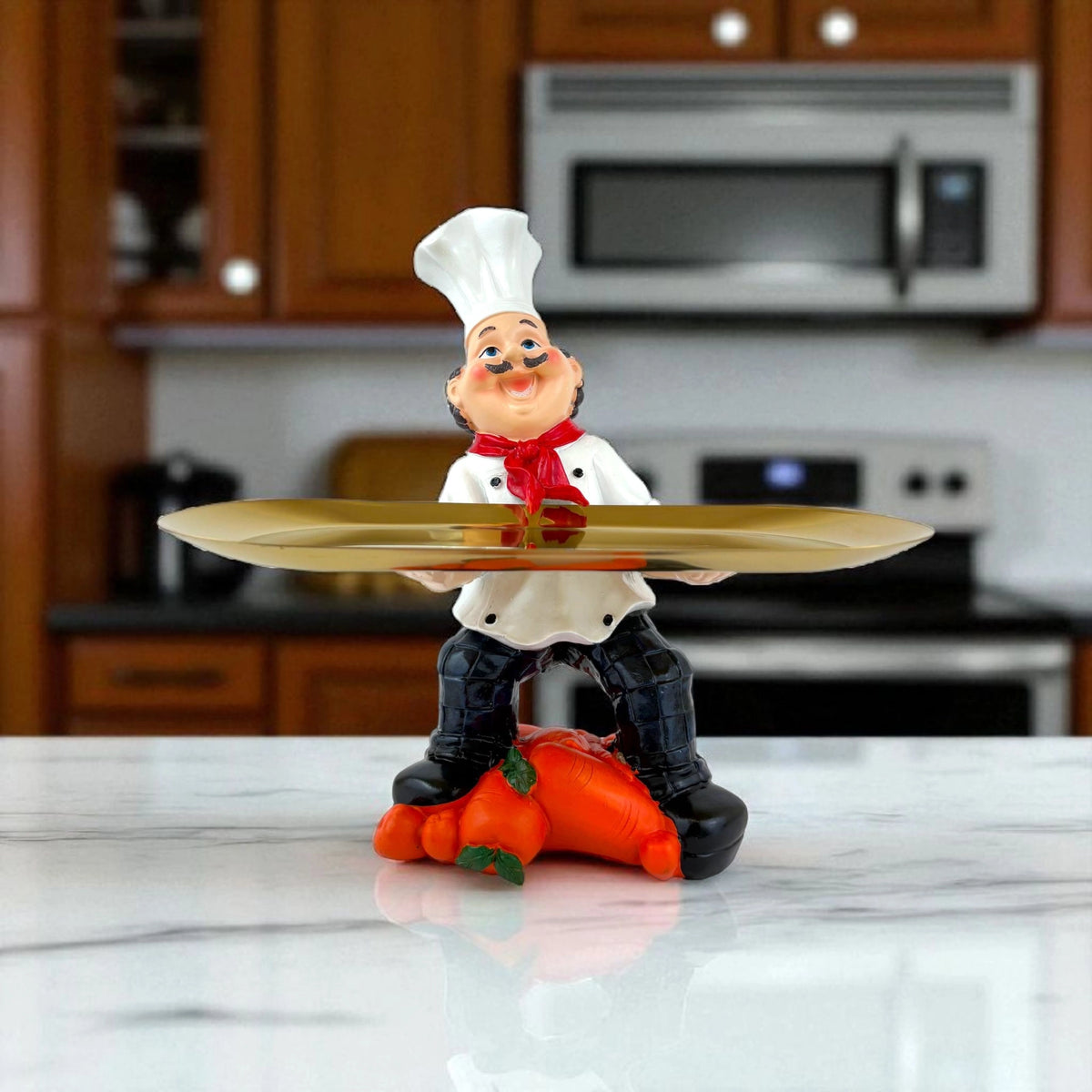 Chef Tray Holder with Carrot Base – Fun Kitchen Decor