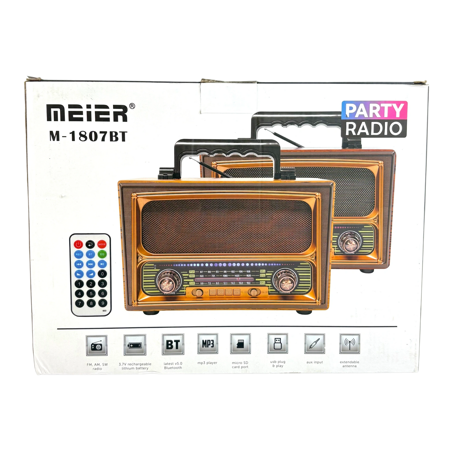 Retro Bluetooth Party Radio – Wooden Style (Model M-1807BT)