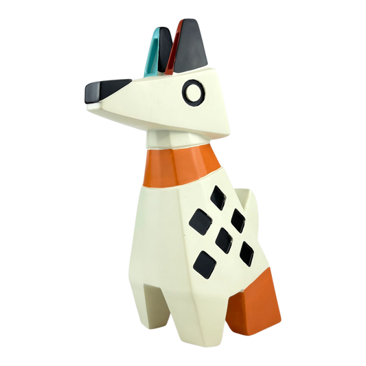 Geometric Dog Statue – Colorful Modern Decor