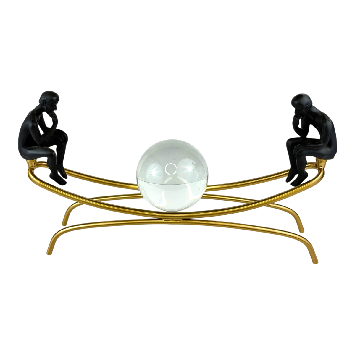 Balanced Thinkers on Arch – Glass & Gold Modern Sculpture