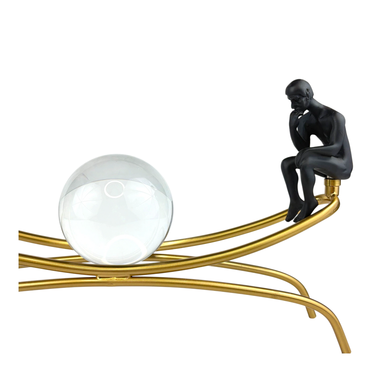 Balanced Thinkers on Arch – Glass & Gold Modern Sculpture
