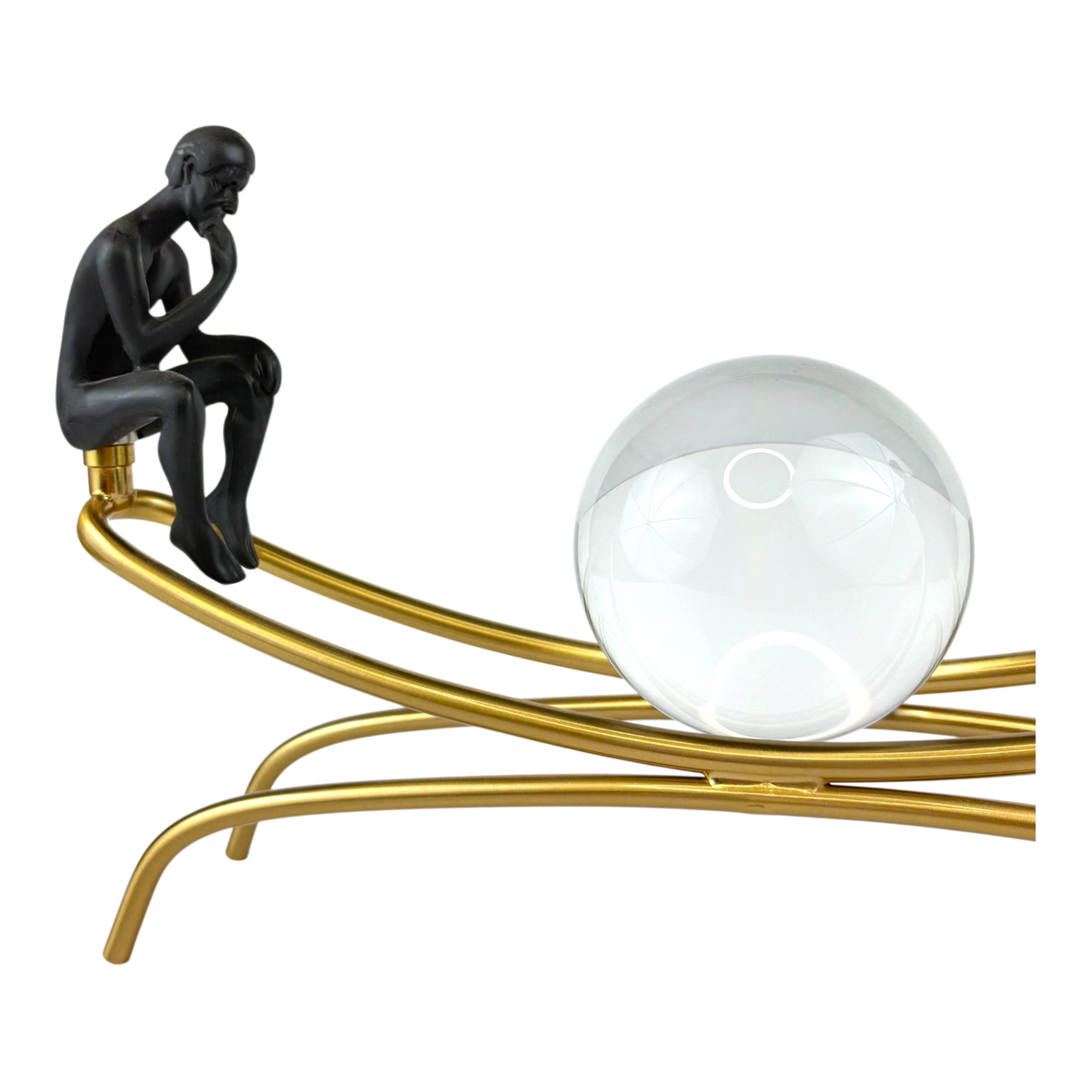 Balanced Thinkers on Arch – Glass & Gold Modern Sculpture