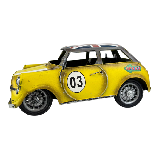 Mini Racer Model Car – Yellow Vintage Decor