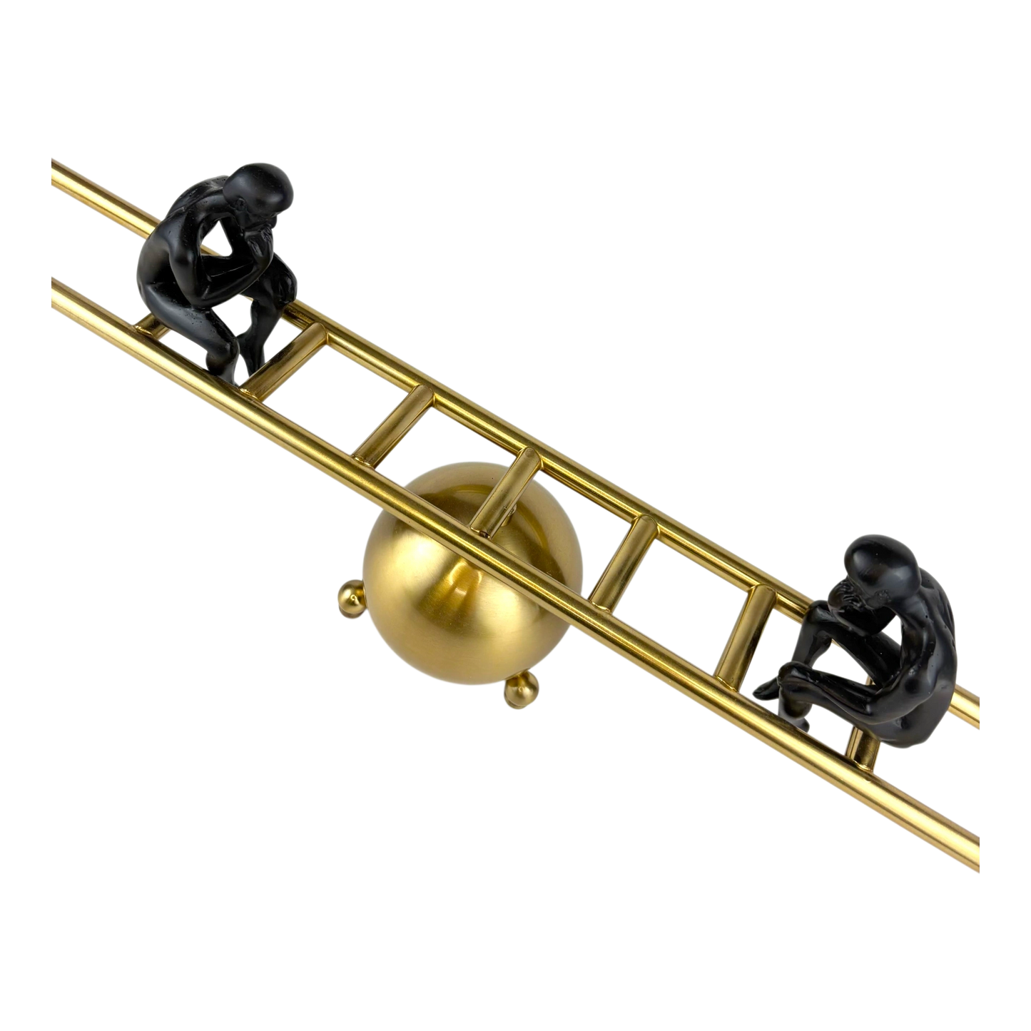 Thinkers on Balance Beam – Gold & Black Modern Sculpture