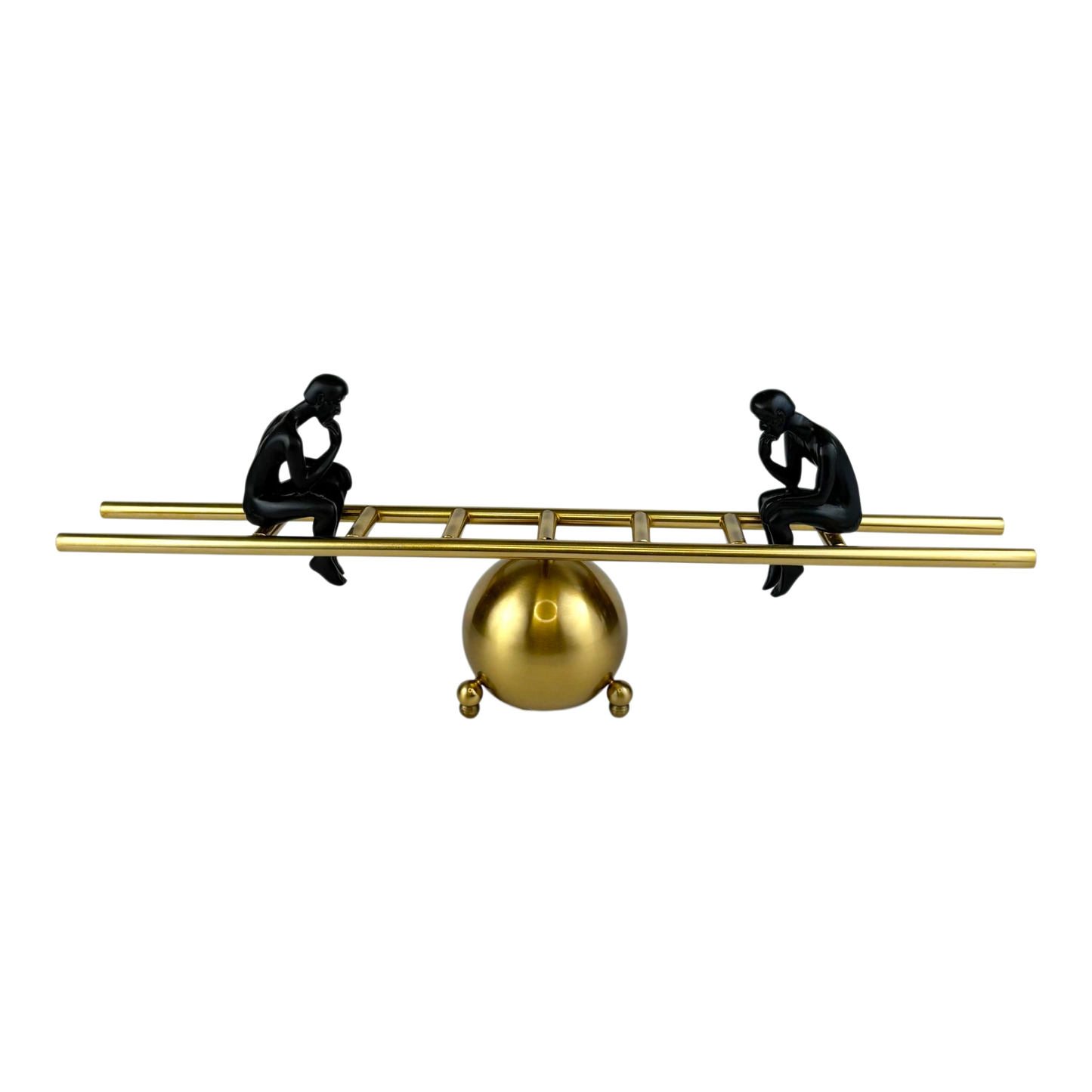 Thinkers on Balance Beam – Gold & Black Modern Sculpture