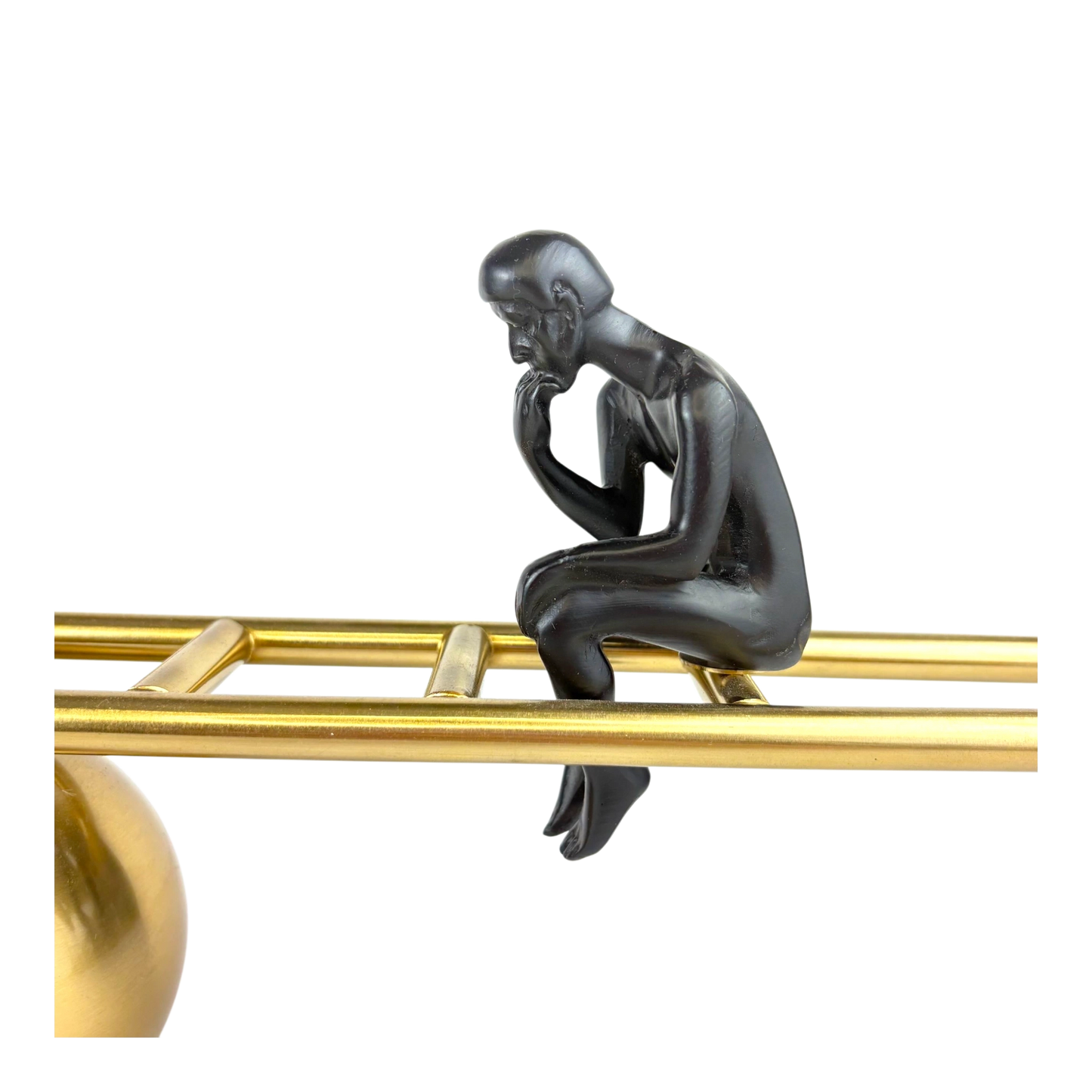 Thinkers on Balance Beam – Gold & Black Modern Sculpture
