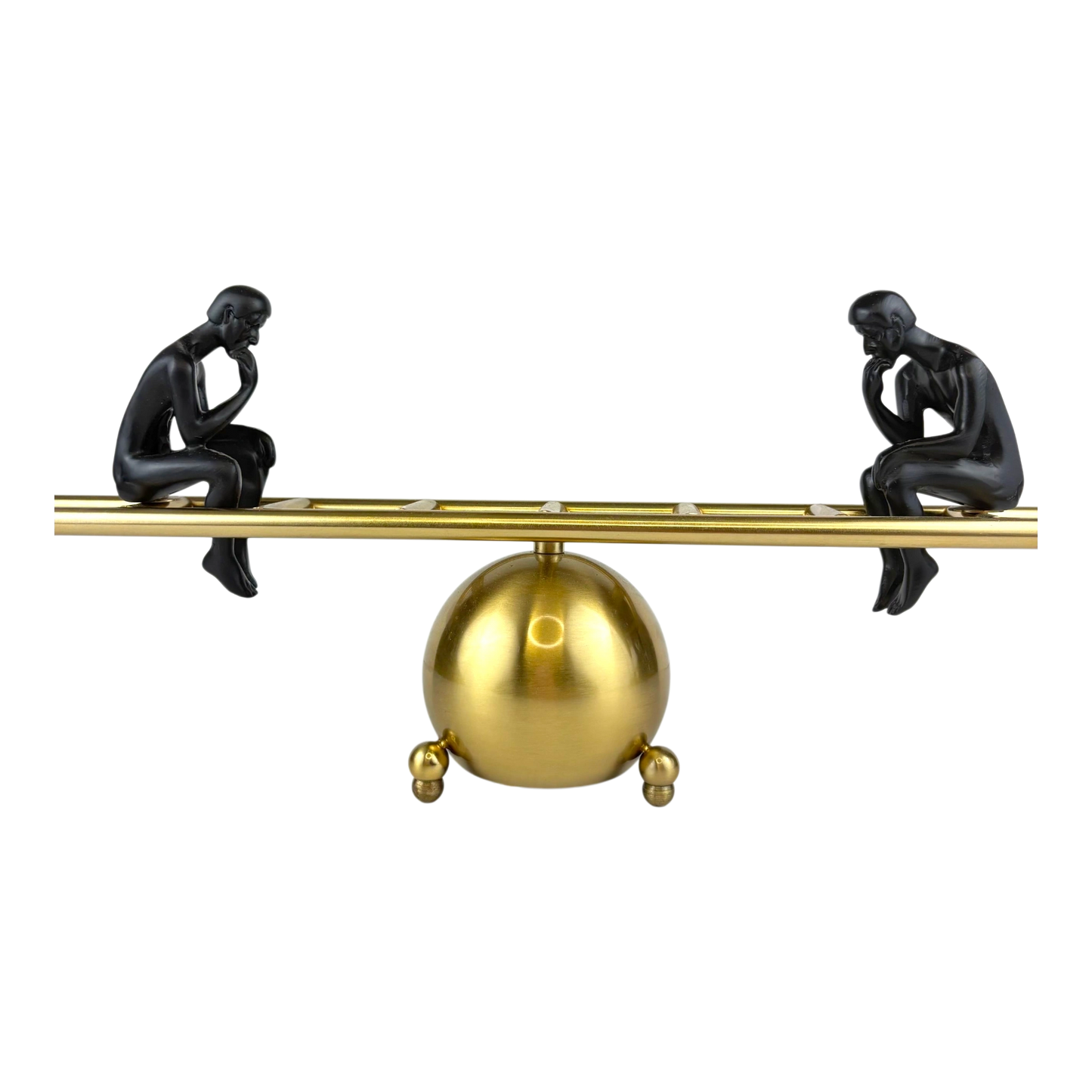 Thinkers on Balance Beam – Gold & Black Modern Sculpture