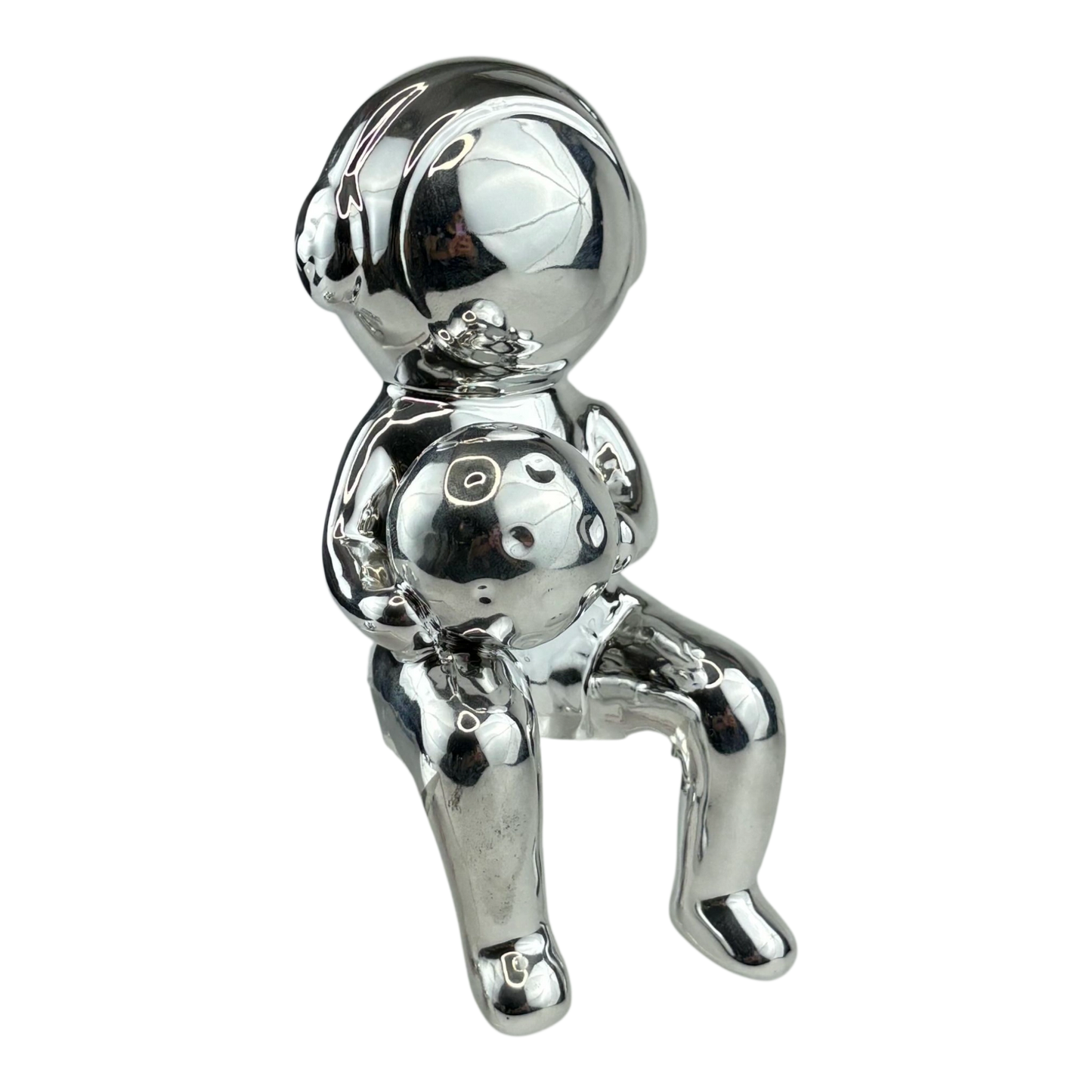 Chrome Duo Figures – Abstract Sitting Statues (Set of 2)