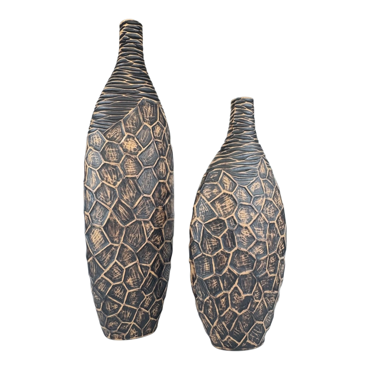 Geometric Textured Vases – Set of 2 Modern Tribal Decor