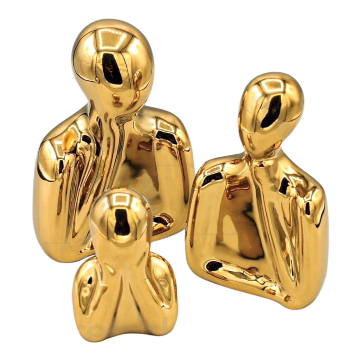 Gold Abstract Thinking Figures – Set of 3 Modern Sculptures