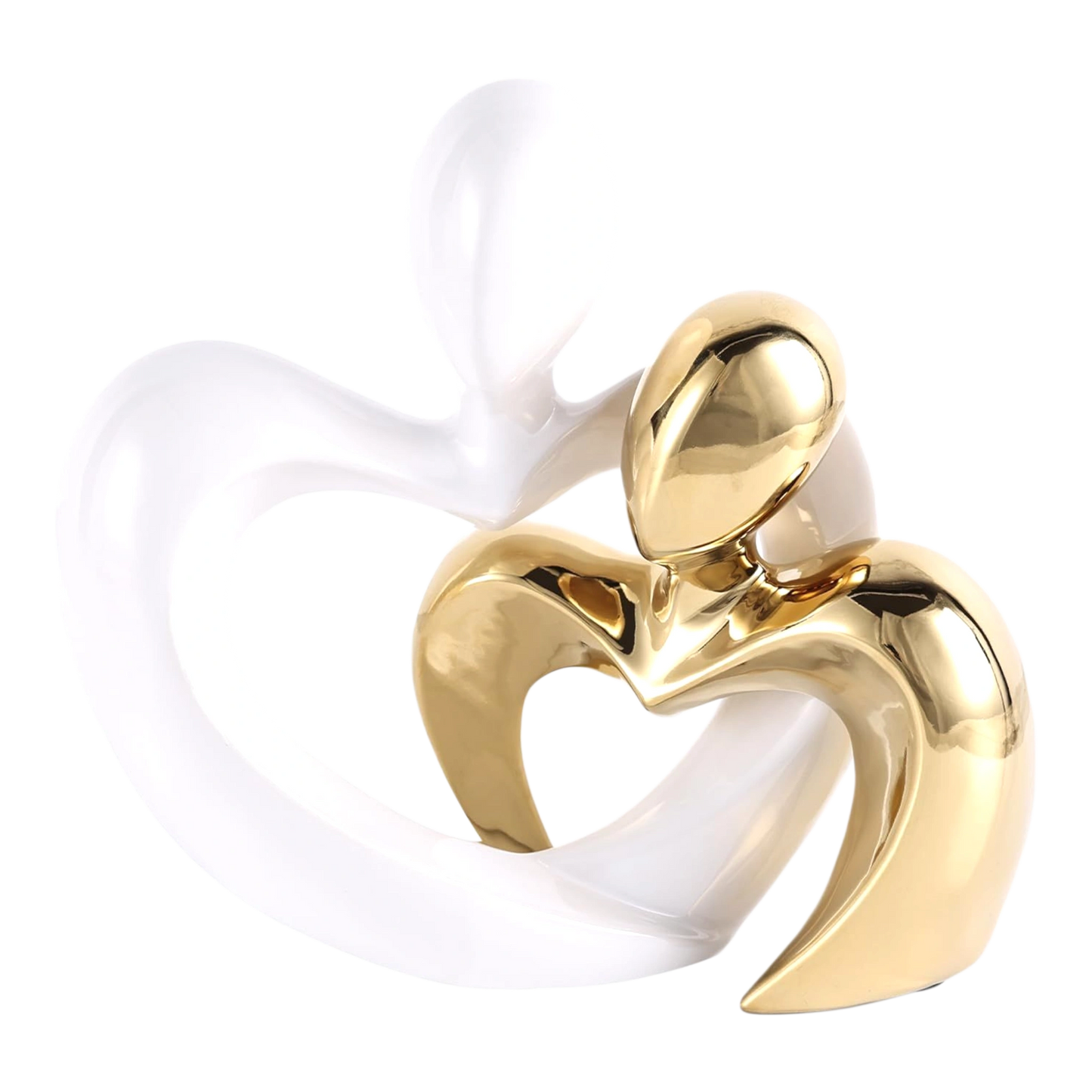 Modern Parent &Child Sculpture – White and Gold Abstract Decor
