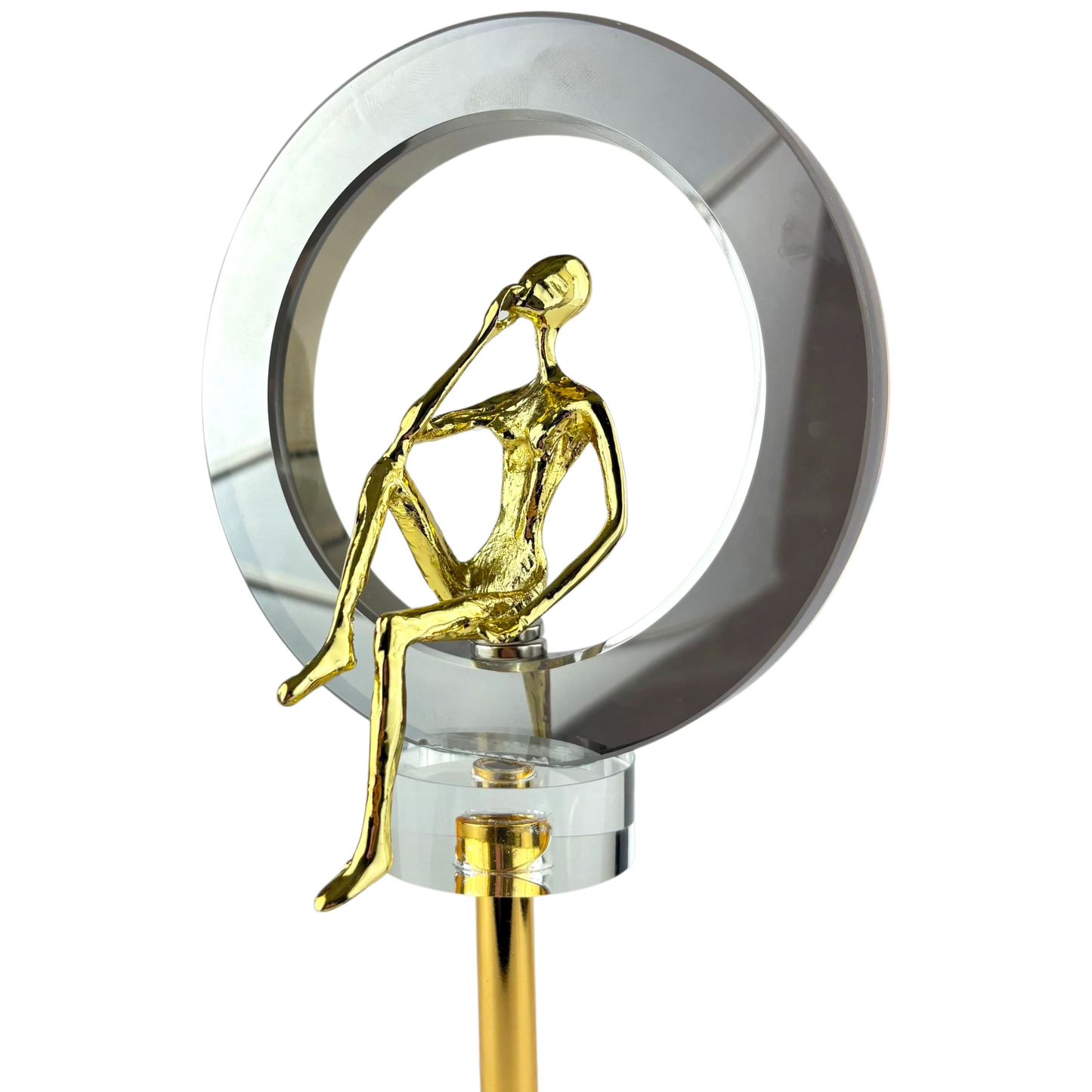 Crystal Ring Thinker Sculptures – Set of 3 Modern Art Figurines