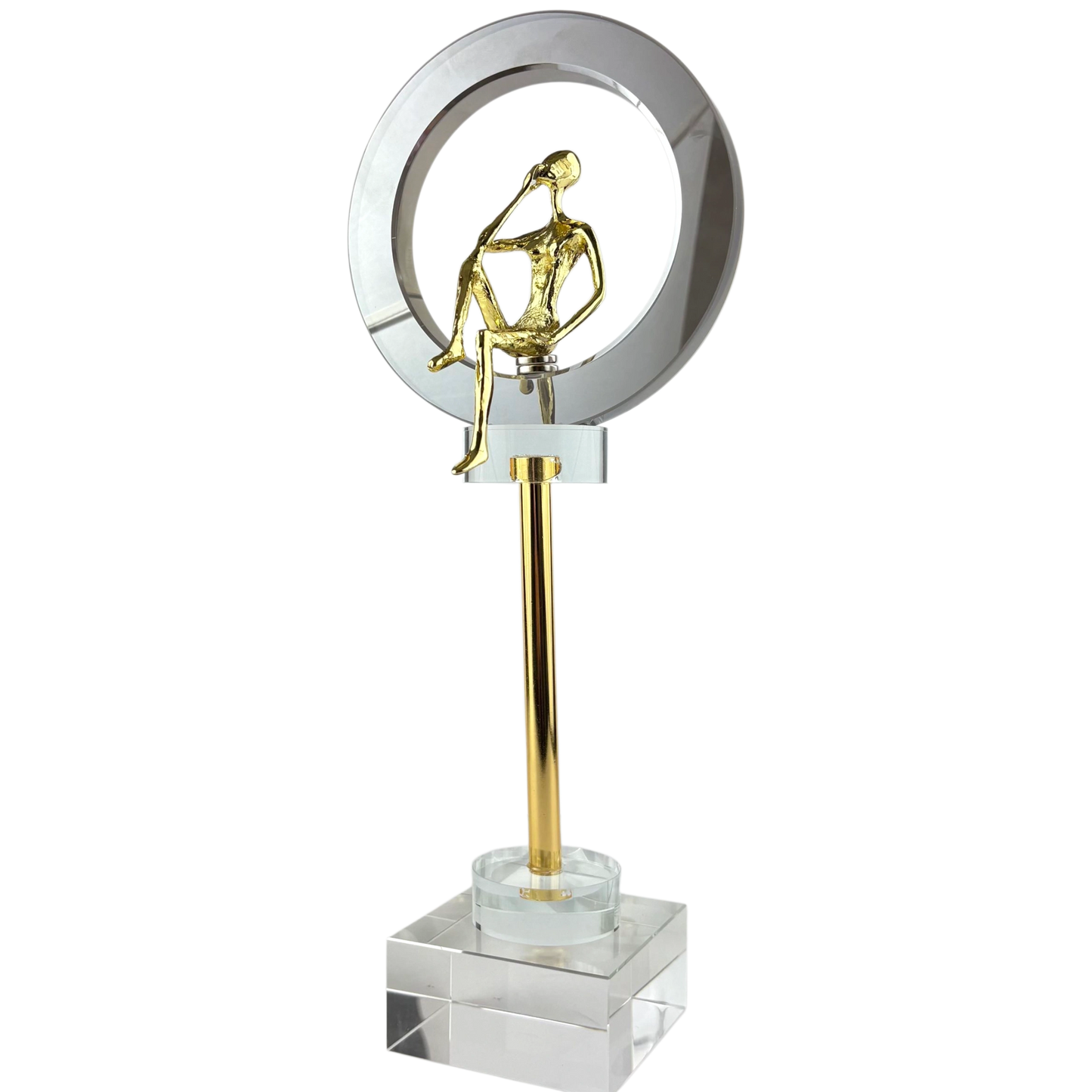 Crystal Ring Thinker Sculptures – Set of 3 Modern Art Figurines