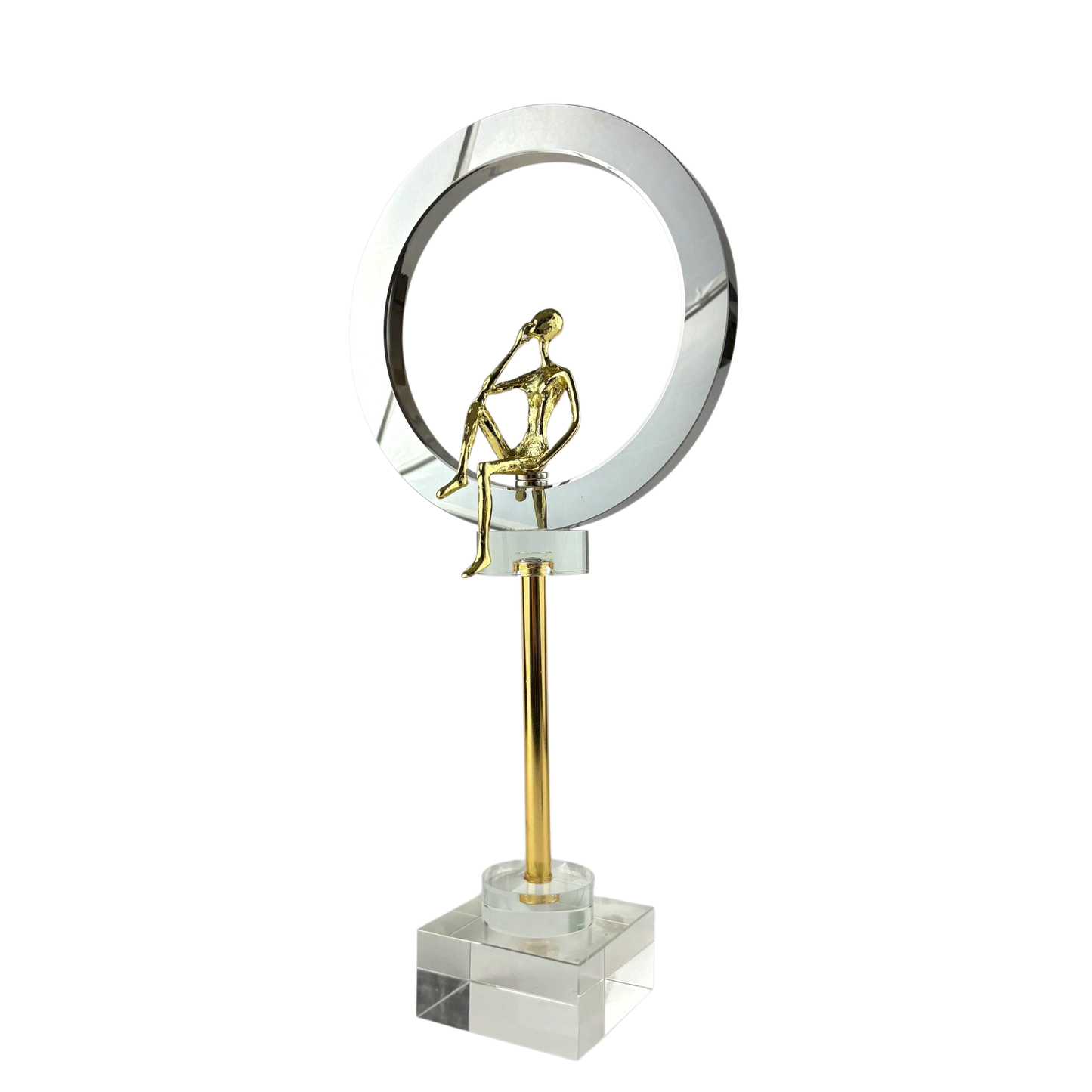 Crystal Ring Thinker Sculptures – Set of 3 Modern Art Figurines