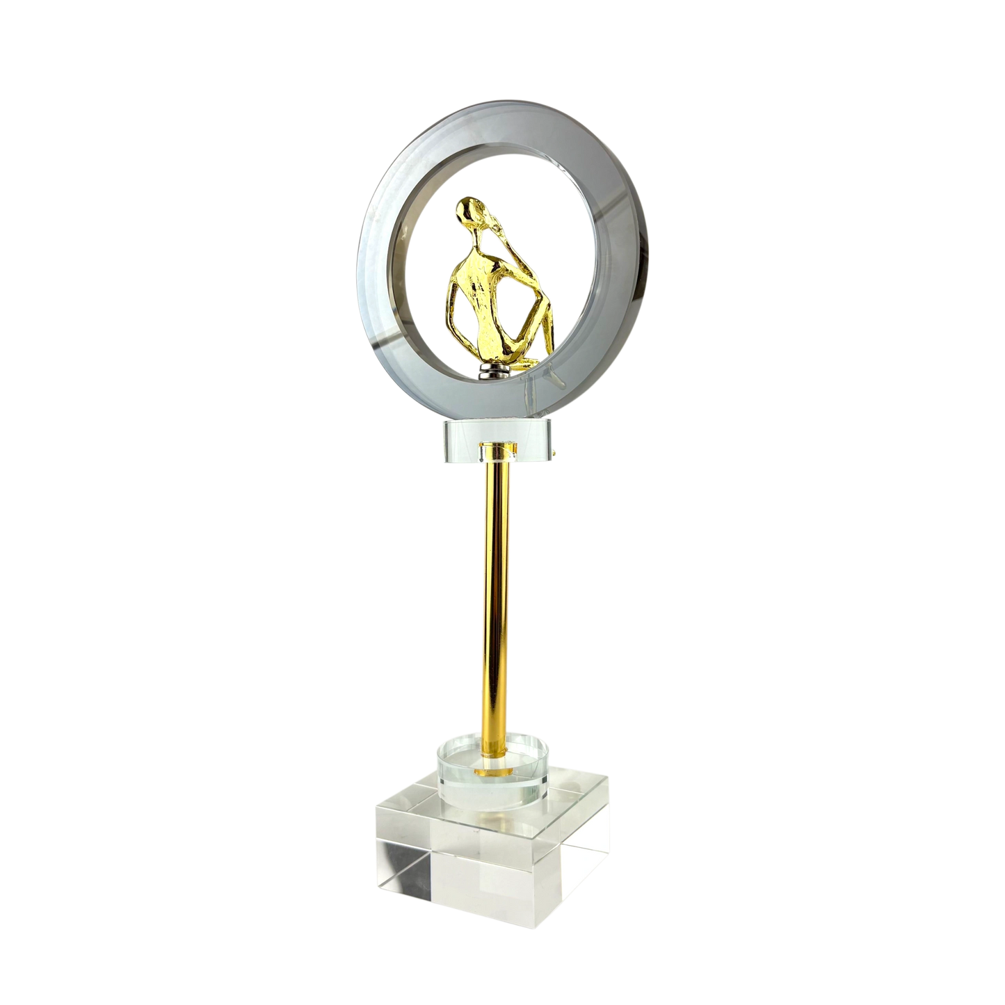 Crystal Ring Thinker Sculptures – Set of 3 Modern Art Figurines