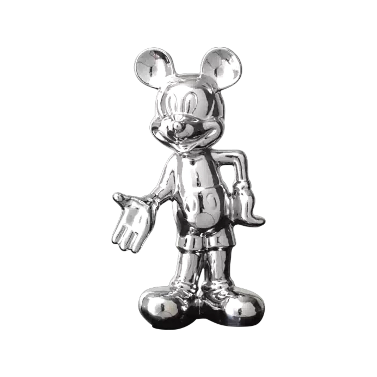 Chrome Mickey-Inspired Decorative Statue – Modern Pop Art Figurine