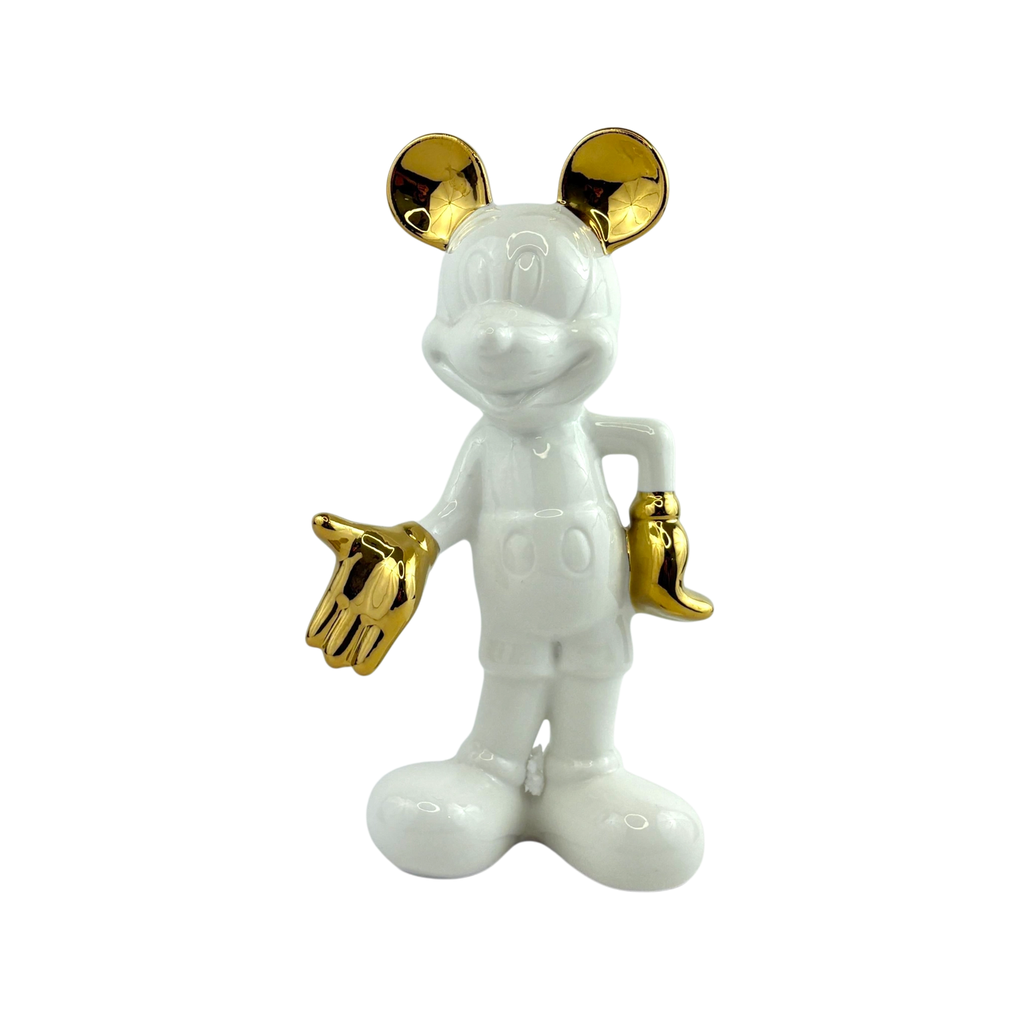 White and Gold Mickey-Inspired Ceramic Statue – Luxe Pop Art Decor