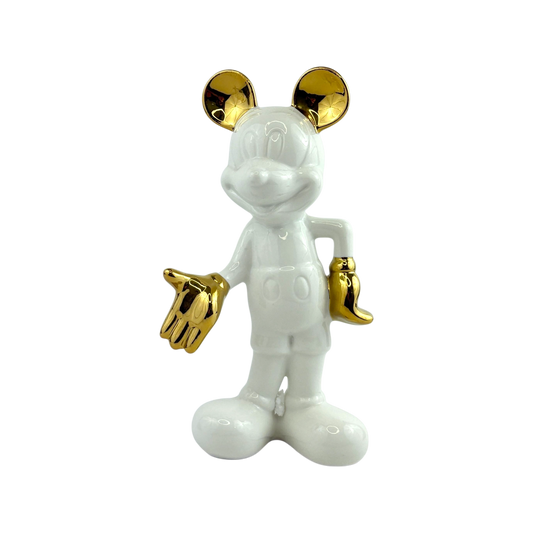 White and Gold Mickey-Inspired Ceramic Statue – Luxe Pop Art Decor