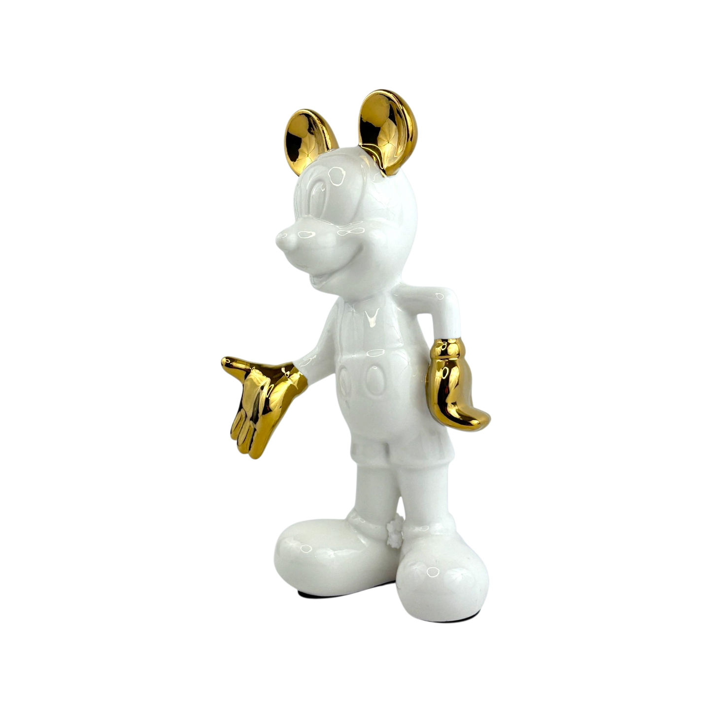 White and Gold Mickey-Inspired Ceramic Statue – Luxe Pop Art Decor