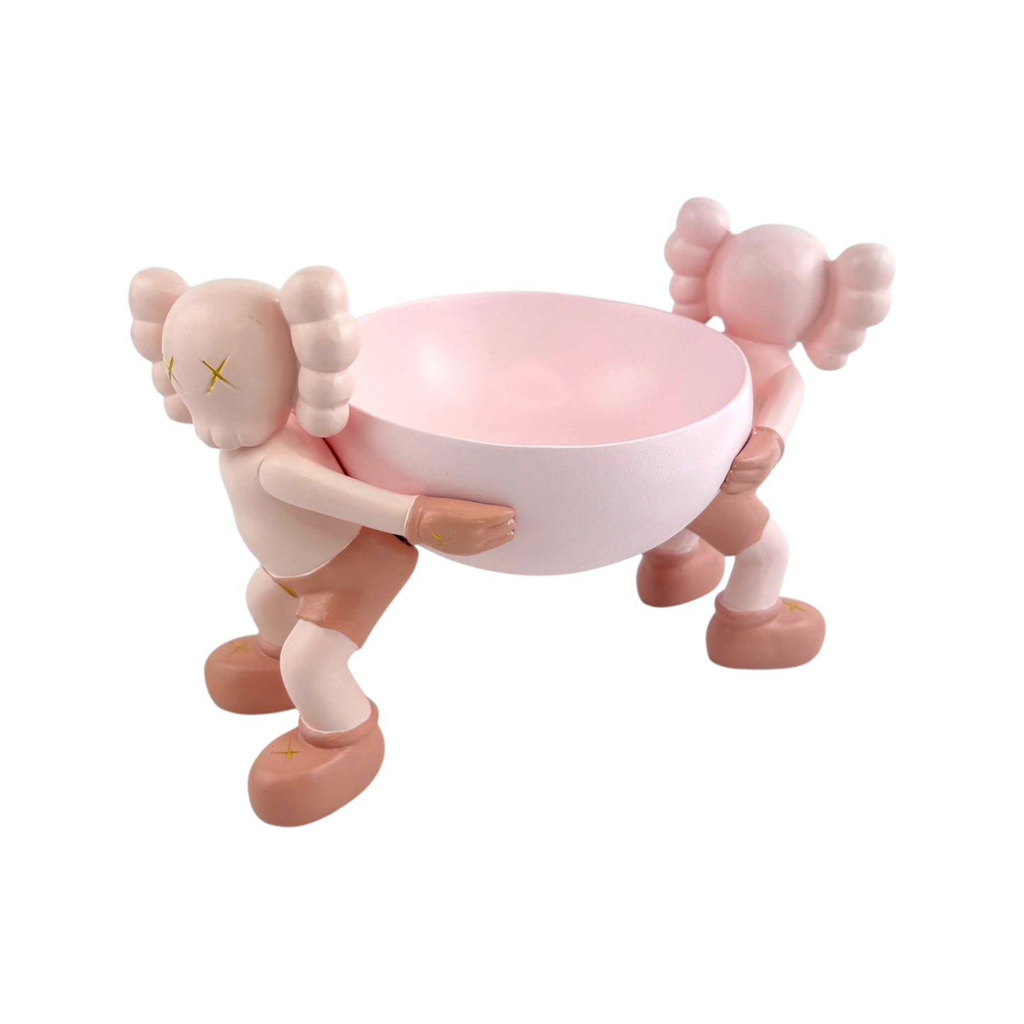 KAWS-Inspired Pink Duo Bowl Holder – Decorative Storage Tray