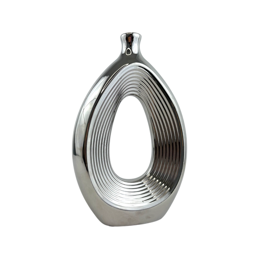 Modern Silver Abstract Ceramic Vase