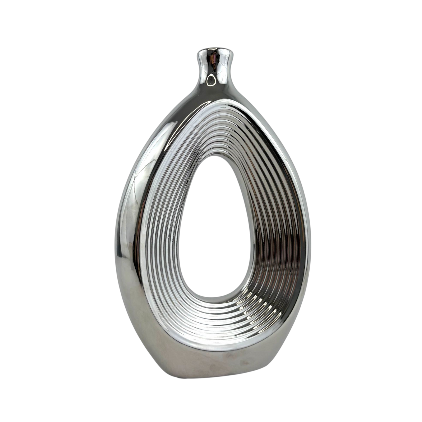 Silver Hollow Sculptural Vase – Modern Metallic Home Decor ( big )