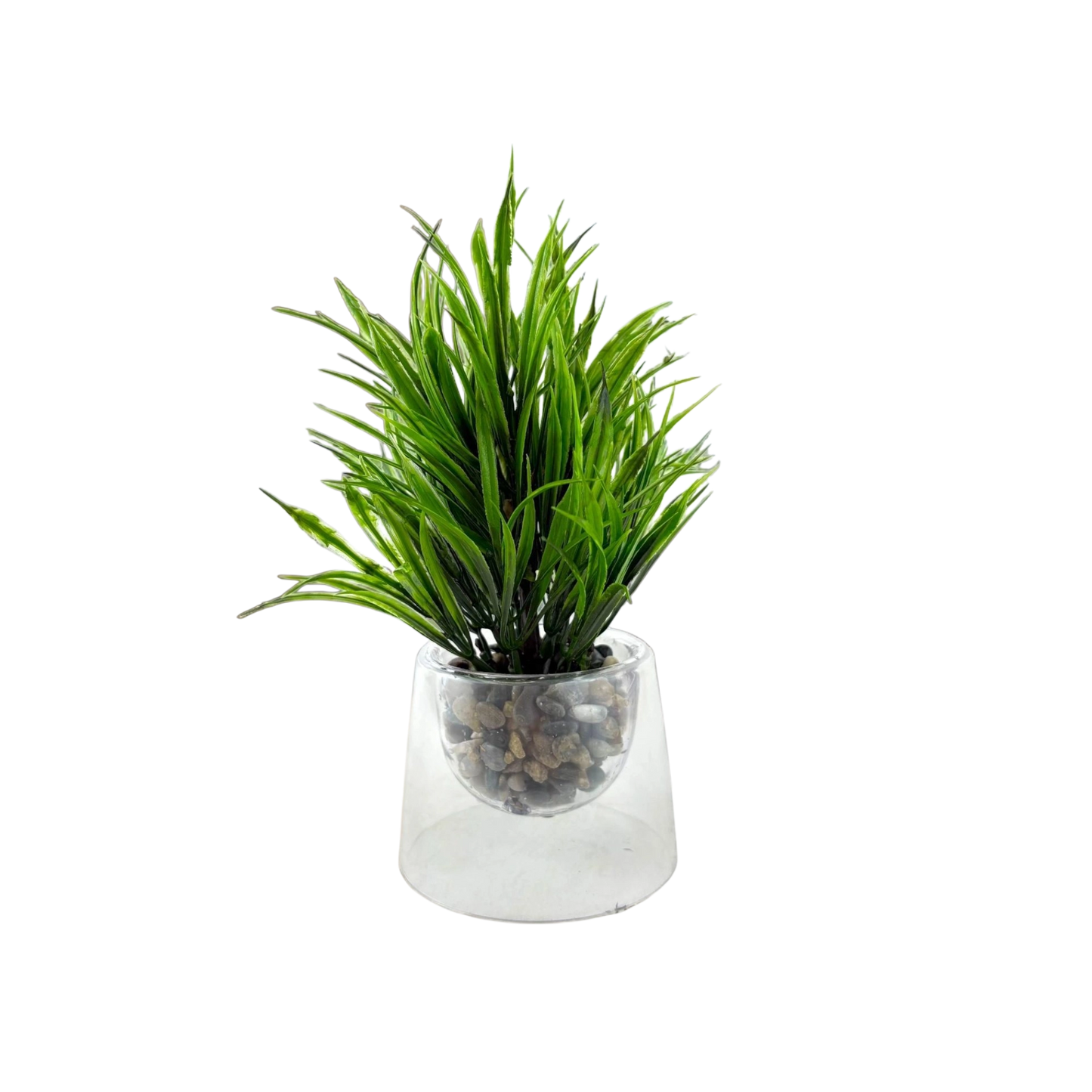 Artificial Grass Plant in Glass Pot – Pebble Base