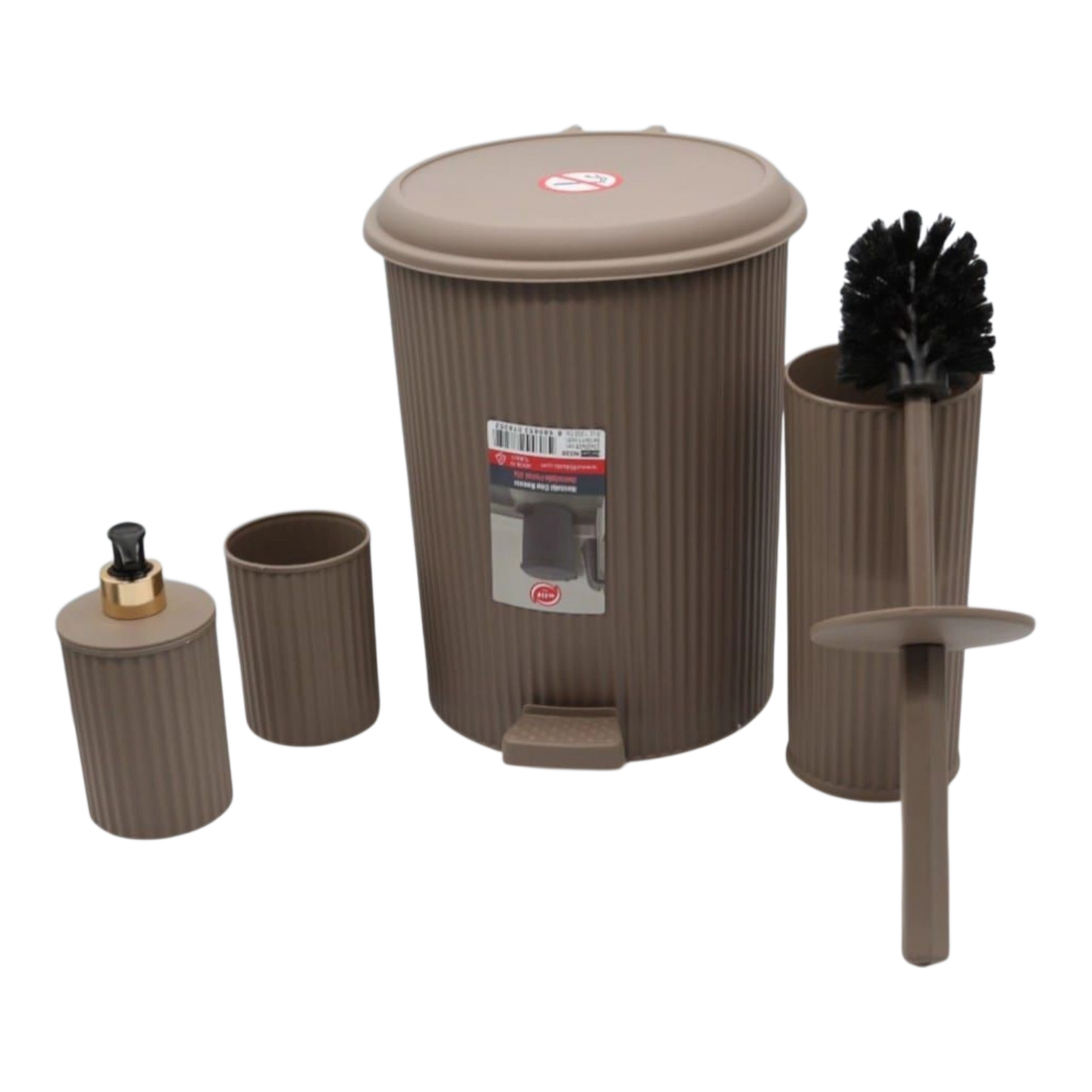 5-Piece Ribbed Bathroom Set – Brown