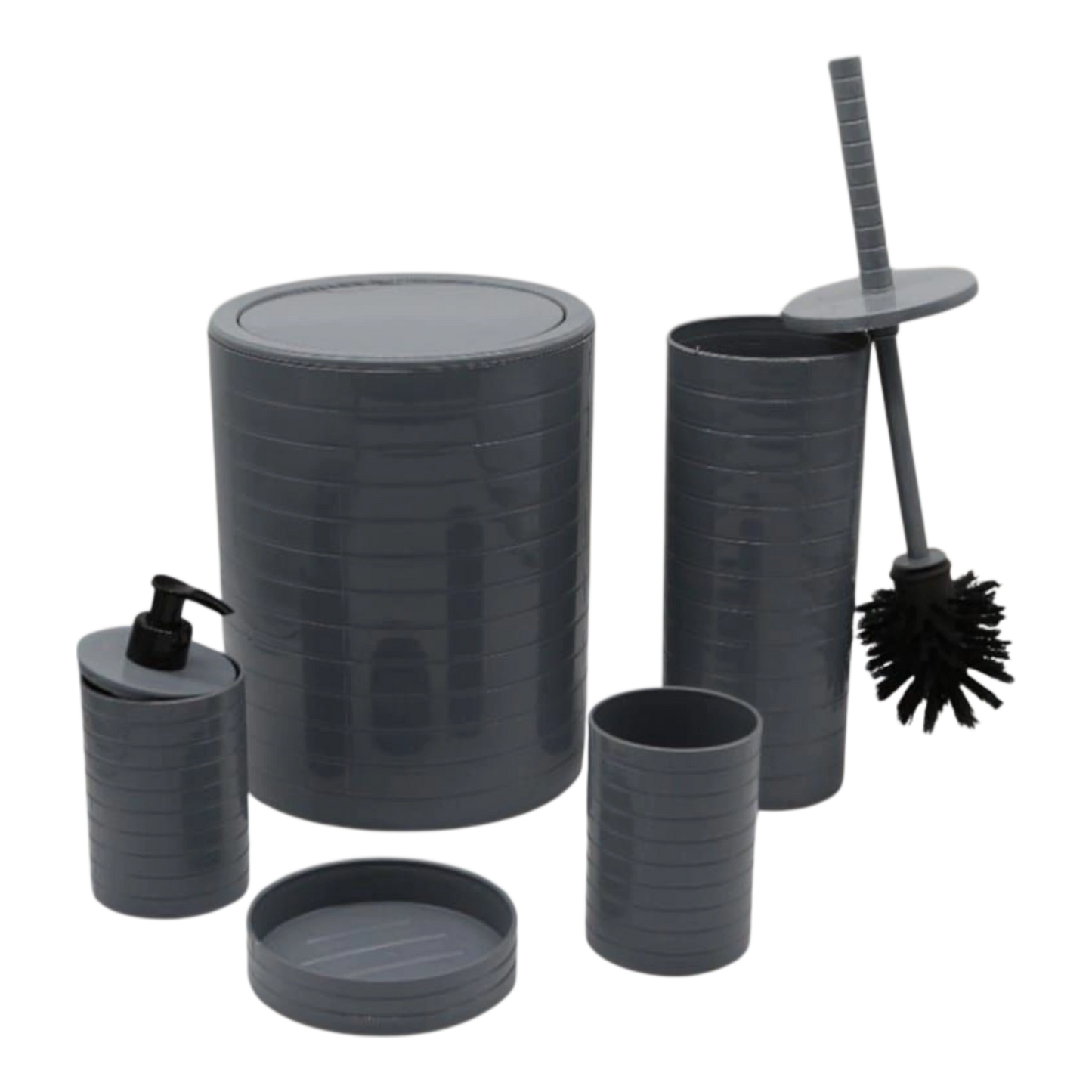 5-Piece Dark Grey Bathroom Set _modern style