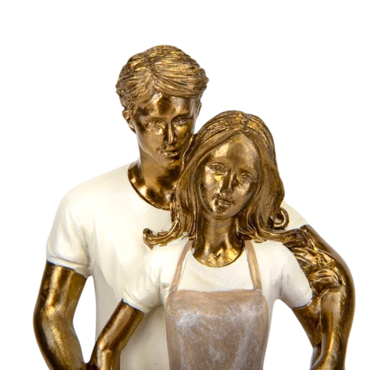 Couple Cooking Together Statue – Bronze & White