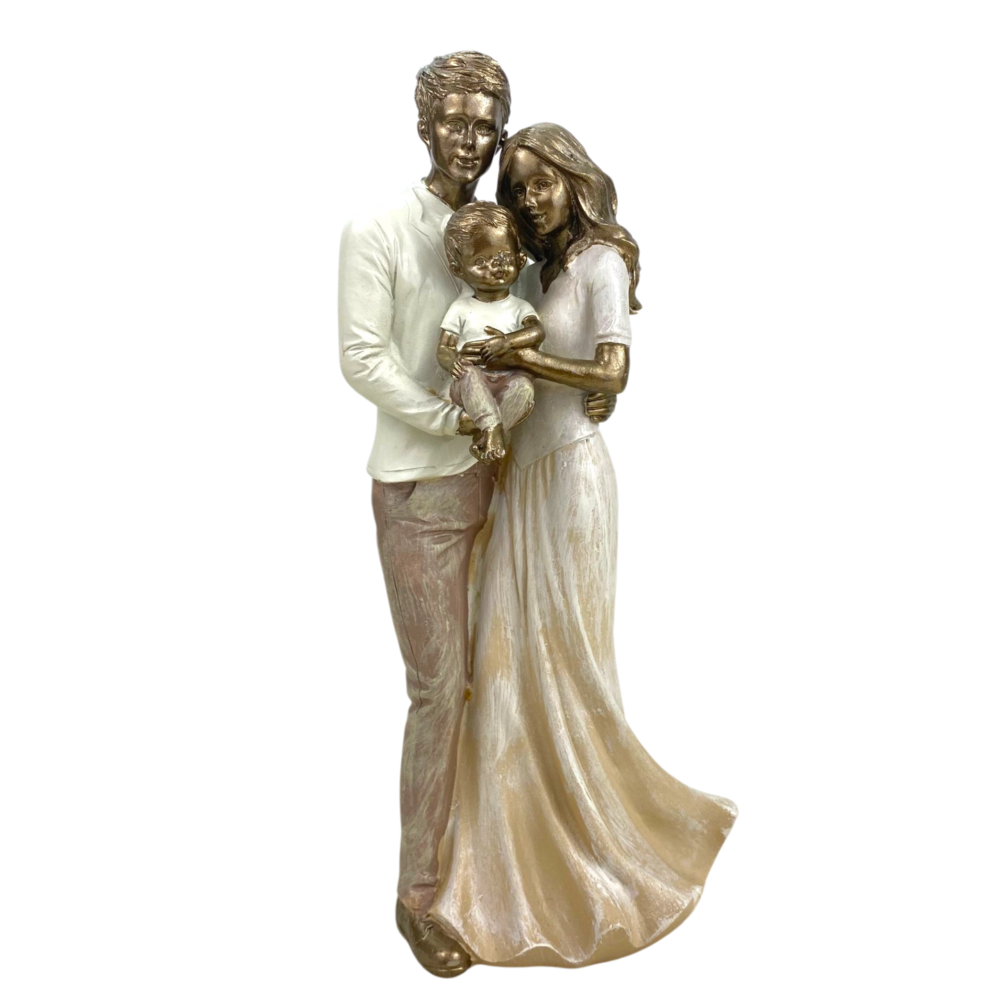 Family Embrace Statue – Bronze & White