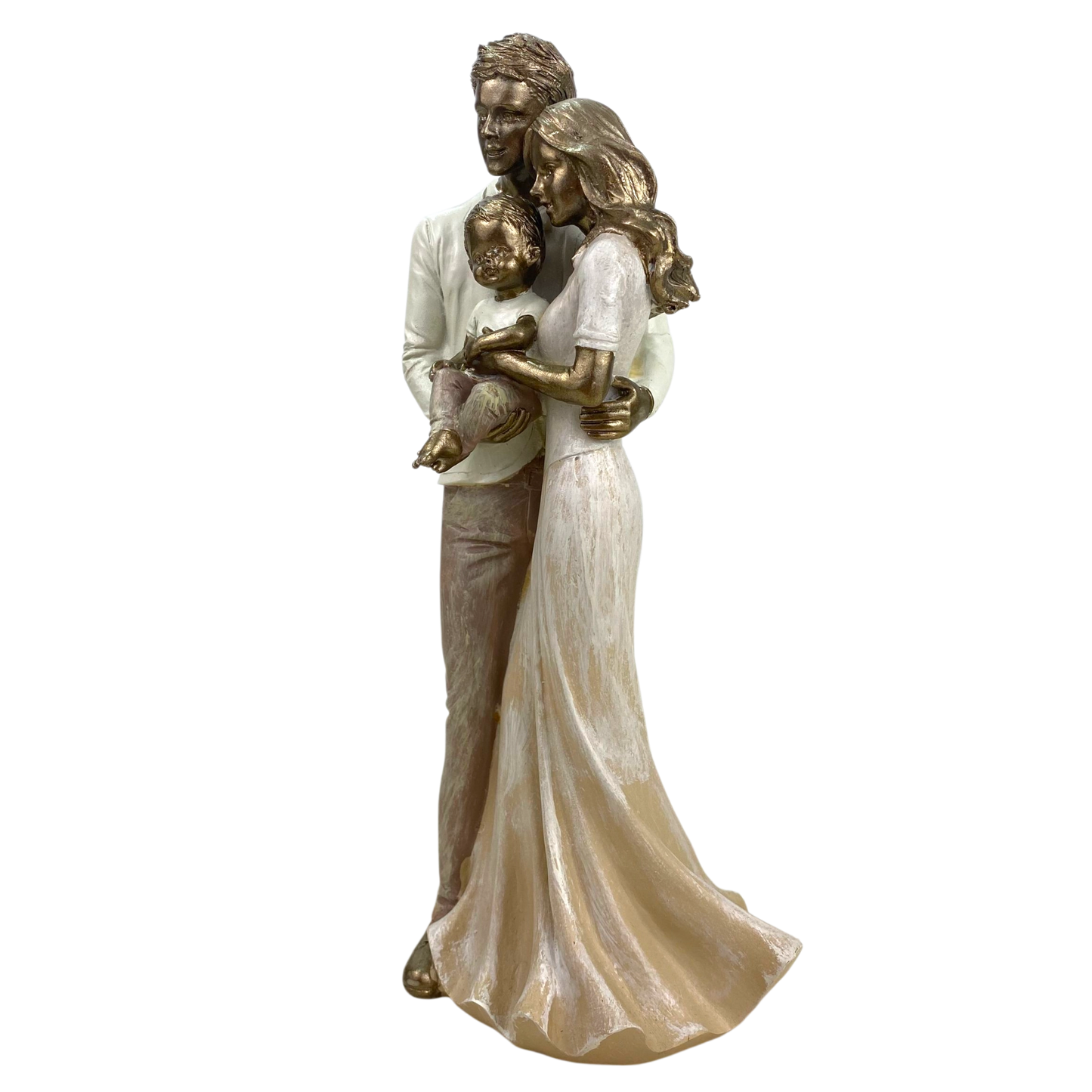 Family Embrace Statue – Bronze & White