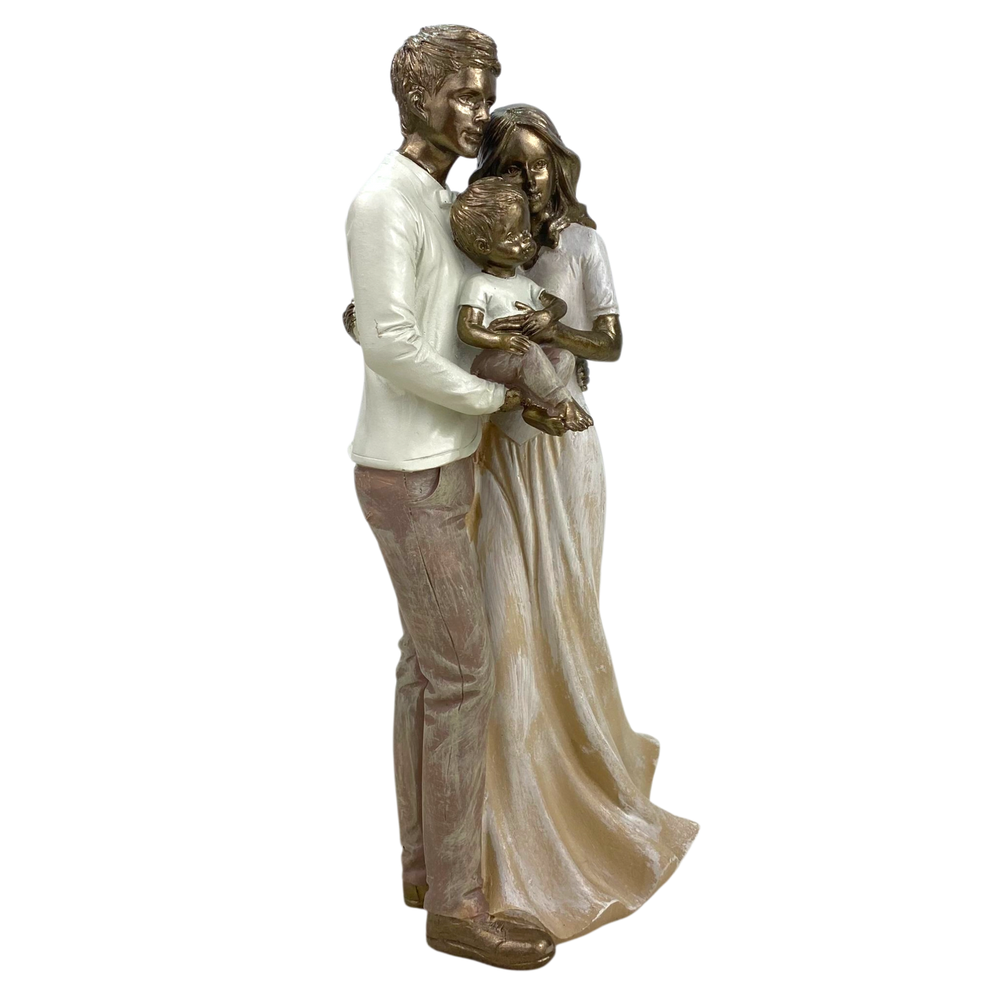 Family Embrace Statue – Bronze & White