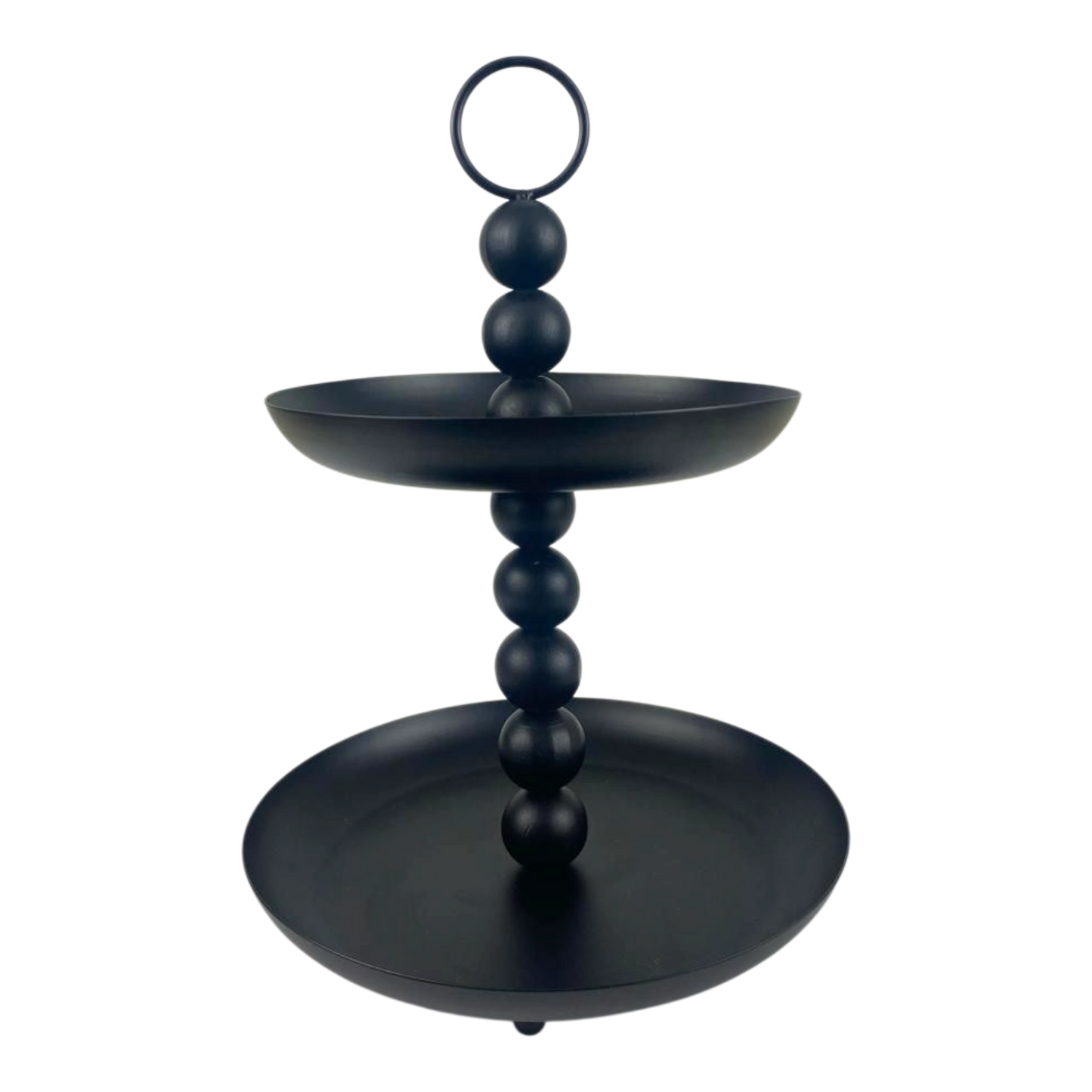 Black 2-Tier Serving Stand – Modern Metal Dessert & Snack Tray