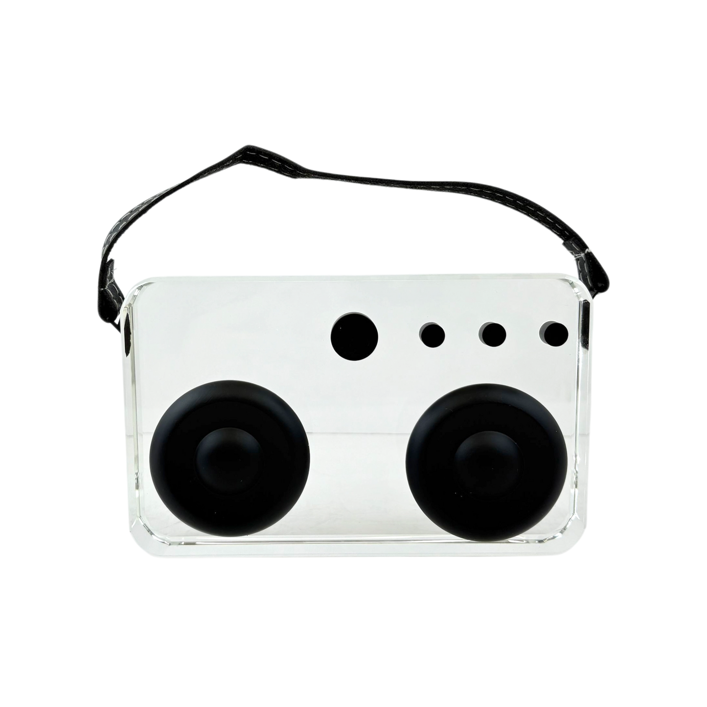 Modern Glass Decorative Piece with Black Accents & Handle