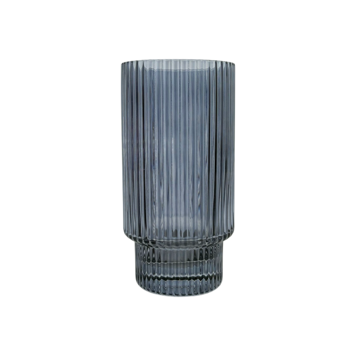 Tall Ribbed Glass Tumbler – Water &amp; Beverage Glass 12pcs