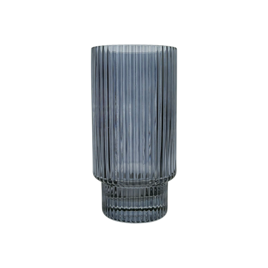 Tall Ribbed Glass Tumbler – Water &amp; Beverage Glass 12pcs