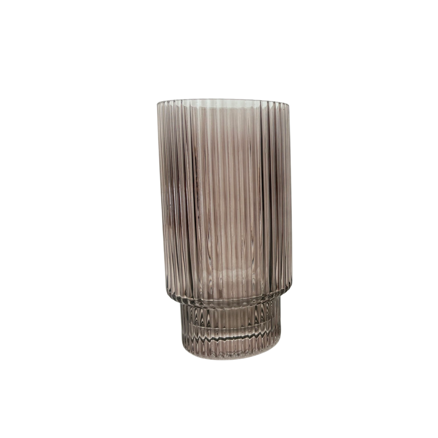 Tall Ribbed Glass Tumbler – Modern Drinking Glass 12pcs