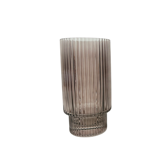 Tall Ribbed Glass Tumbler – Modern Drinking Glass 12pcs
