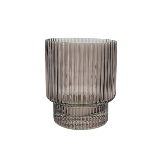 Ribbed Glass Tumbler – pink.      12 pcs