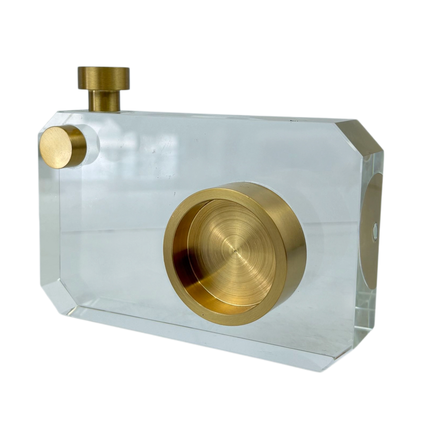 Modern Crystal Decorative Block with Gold Accents