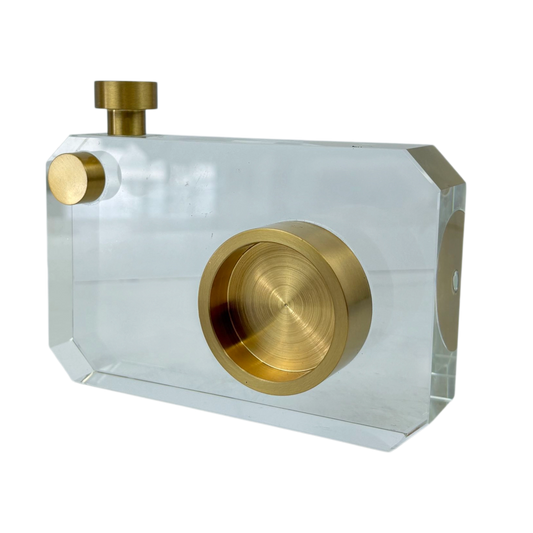 Modern Crystal Decorative Block with Gold Accents