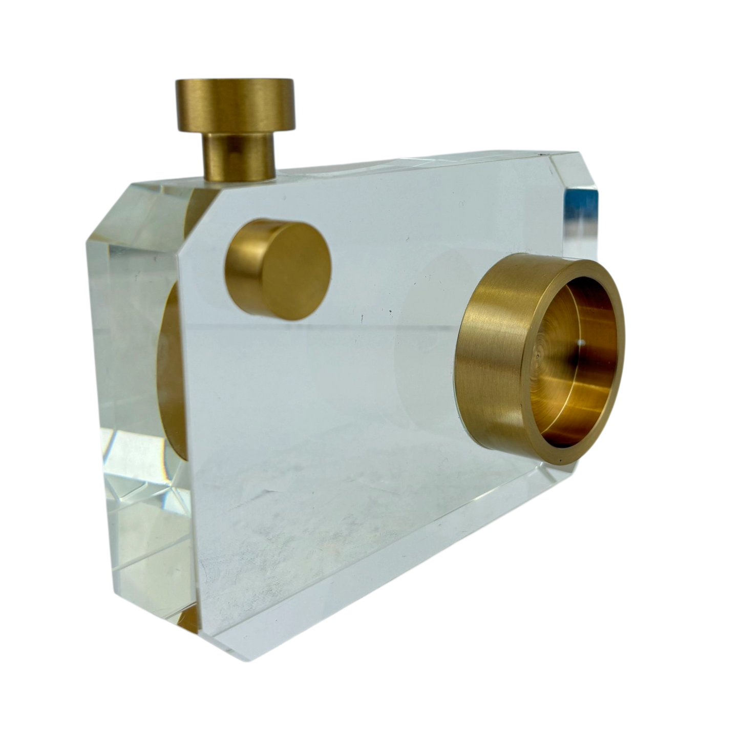 Modern Crystal Decorative Block with Gold Accents