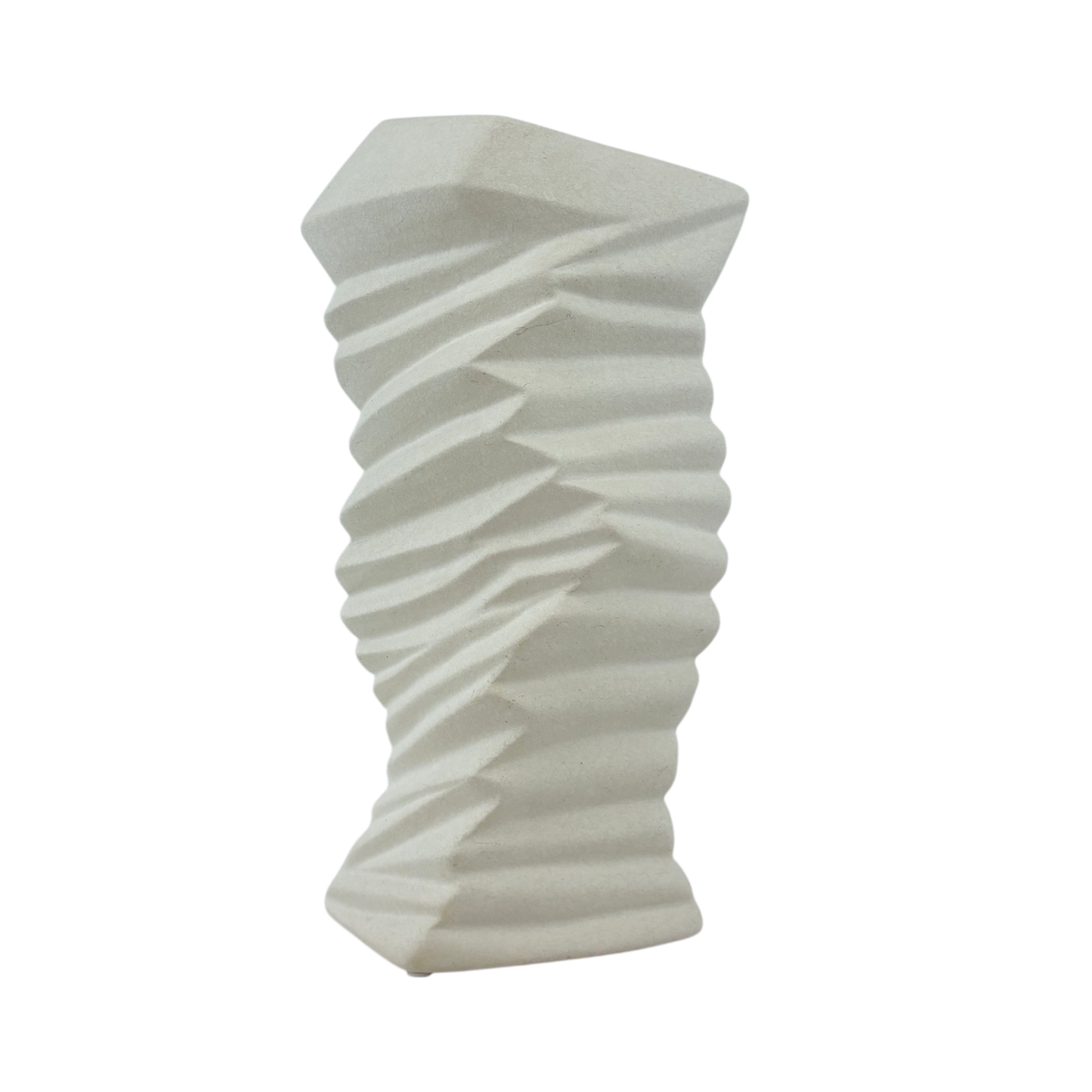 Geometric Spiral White Ceramic Vase