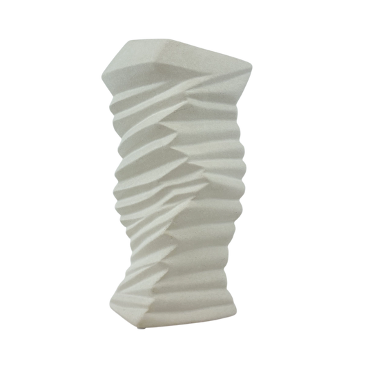 Geometric Spiral White Ceramic Vase