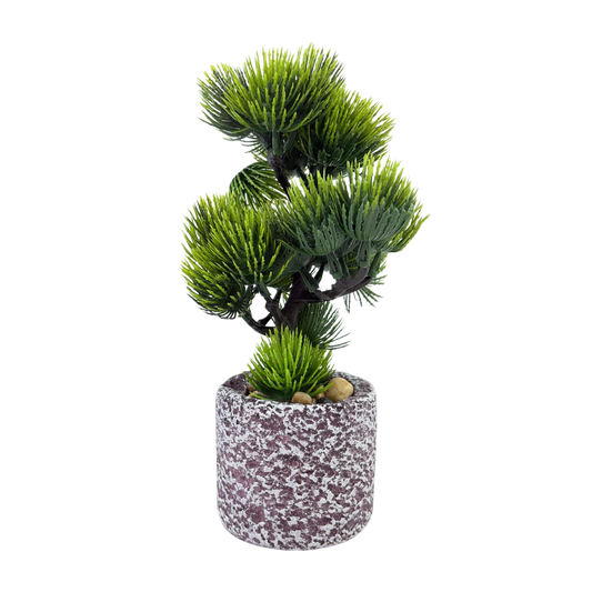 Artificial Bonsai Pine in Rustic Stone Pot